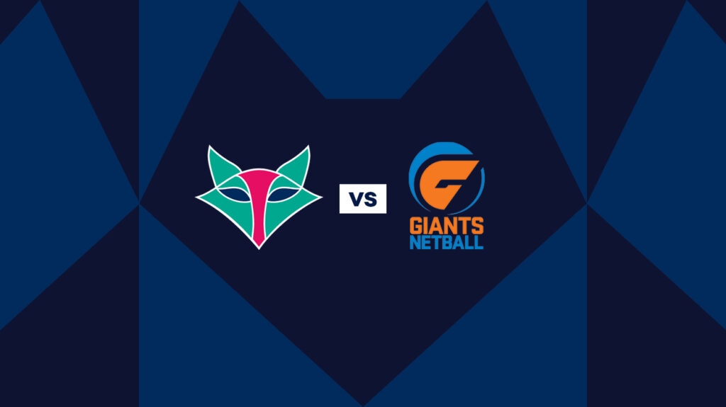 Melbourne Vixens and GIANTS logos on a blue background.