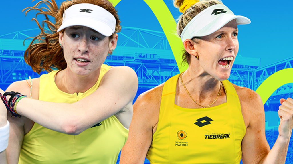 Australian women's tennis players featured in promotional artwork.